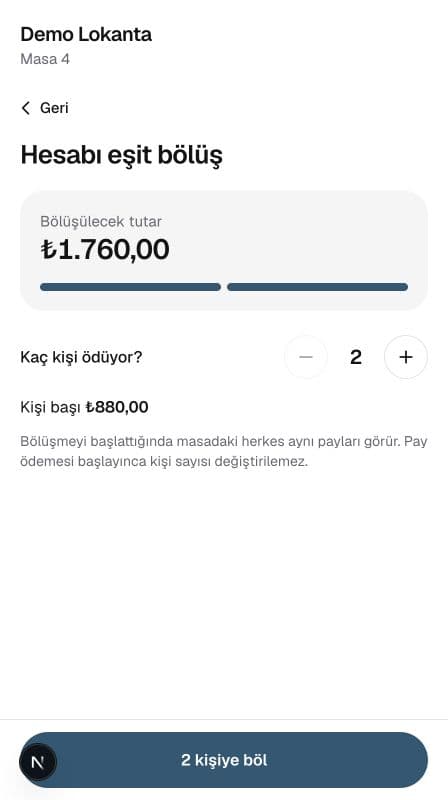 Adiyo demo uygulaması: Birlikte bölüş